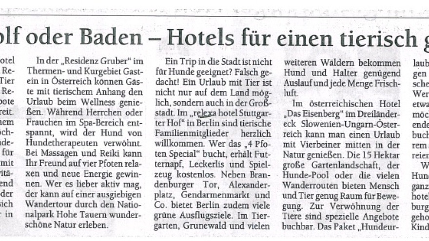 Der Ostseeanzeiger schreibt über das relexa hotel in Berlin Der Ostseeanzeiger schreibt über das relexa hotel in Berlin